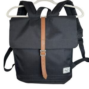 Herschel Supply Co Black Slim City Backpack Minimal Laptop School Travel Bag